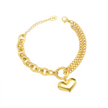 Shangjie OEM joyas Fashion Unique Double Chain Heart Bracelets Titanium gold plated bracelet bracelet women Jewelry